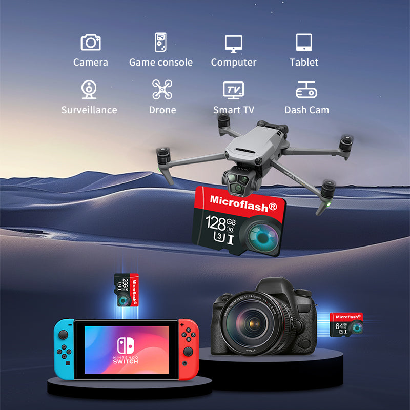 Microflash High-Speed SD / microSD Card – 16GB to 512GB, UHS-I / U1-U3, Class 10, Ideal for 4K Video & DSLR Cameras