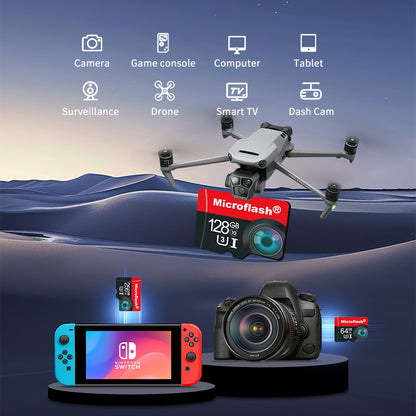 Microflash High-Speed SD / microSD Card – 16GB to 512GB, UHS-I / U1-U3, Class 10, Ideal for 4K Video & DSLR Cameras
