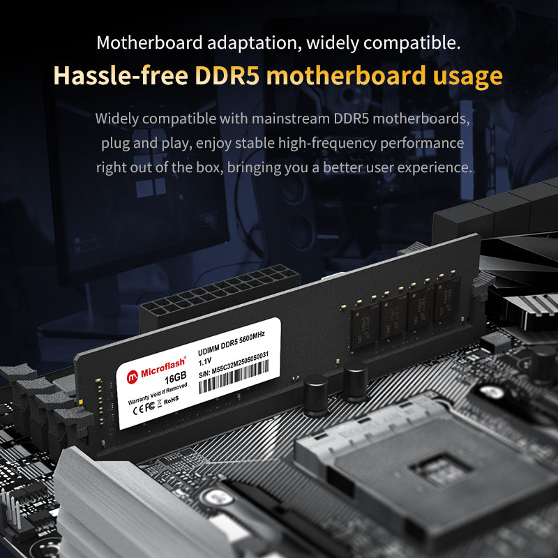 Microflash DDR5 High-Speed Memory 16GB/32GB | Ultimate Gaming & Productivity Upgrade | Reliable, Low-Latency Performance
