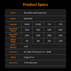 Microflash M200 PRO M.2 NVMe PCIe 3.0 SSD Up to 3500MB/s